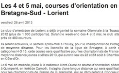 Course d'orientation les 4 et 5 mai à Plouay et Quimperlé